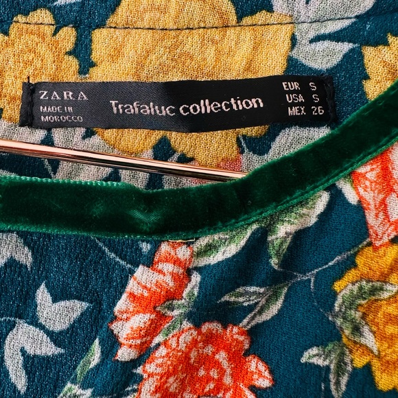 Zara Long Sleeve Floral Boho Flowy Tie Neckline Romper Mini Dress - Picture 8 of 8